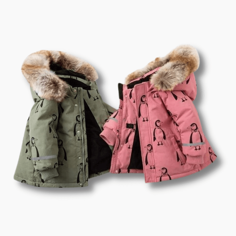 Girl's Clothing Kids Penguin Print Puffer Jacket