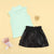 Girl's Clothing Knit Sleeveless Turtleneck Vest Top+PU Leather Bowknot