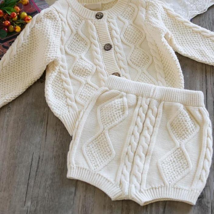 Girl's Clothing Knitted Baby Sweater Set