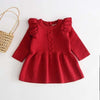 Girl&#39;s Clothing Red / 4T Knitted Ruffle Longsleeve Dress