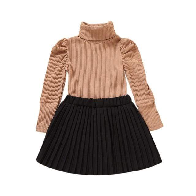 Girl's Clothing A / 4T Knitwear Long Sleeves Tops and Pleated Skirt