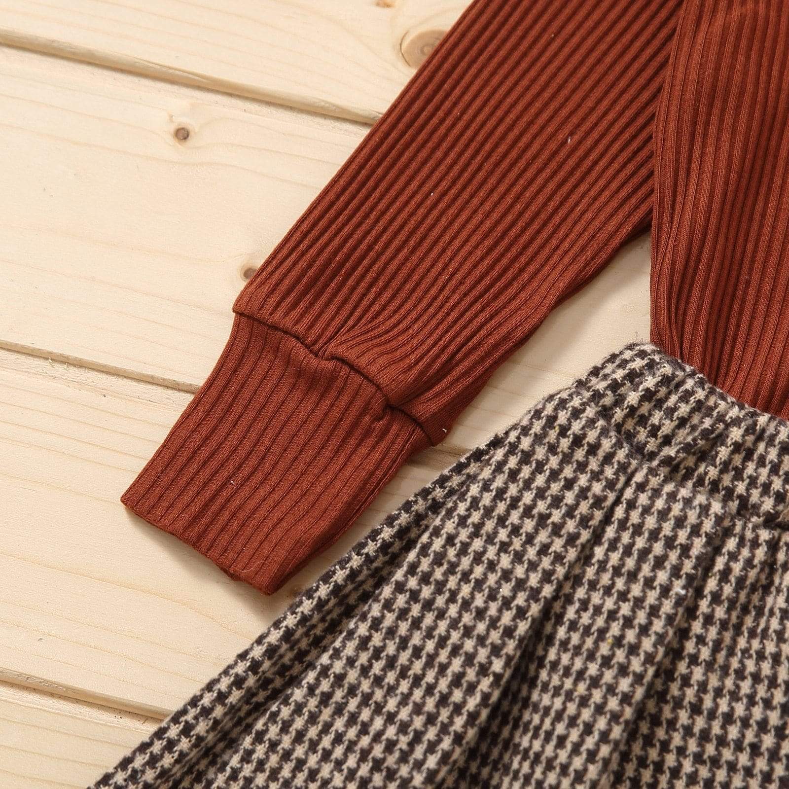 Girl's Clothing Knitwear Long Sleeves Tops and Pleated Skirt