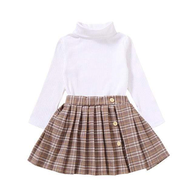 Girl's Clothing C / 2T Knitwear Long Sleeves Tops and Pleated Skirt