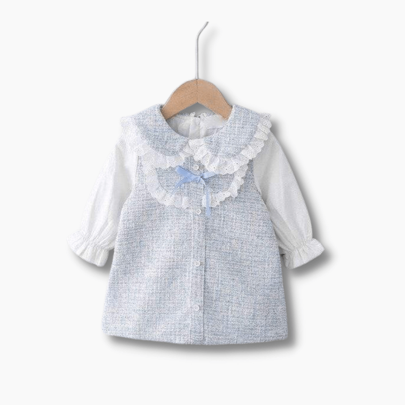 Lace Collar Princess Dress, Light Blue / 9M
