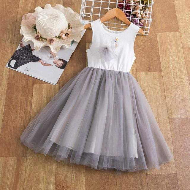 Swan Tutu Dress, White & Gray / 4T
