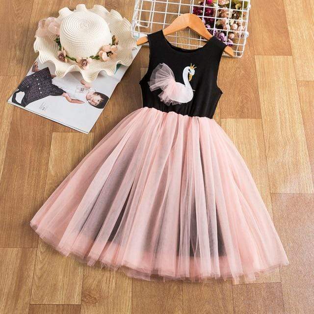 Swan Tutu Dress, Black & Pink / 5T