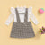Girl's Clothing Lace Floral Long Sleeve Ruffles Collar Tops Plaid Printed Suspender Skirts