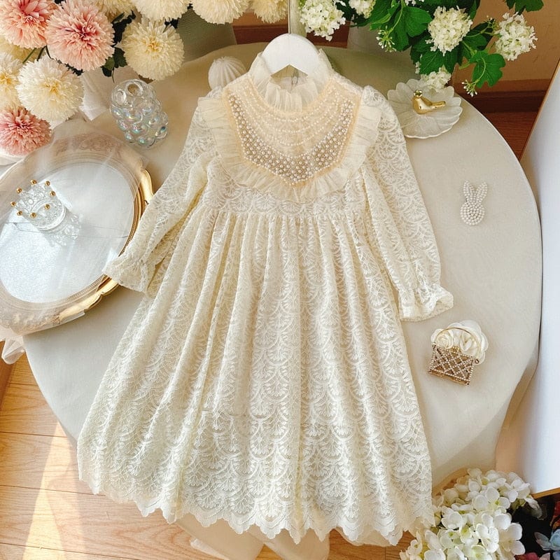 Long Sleeve Vintage Lace Dress, Ivory / 9T Long Sleeve Vintage Lace Dress, Ivory / 9T