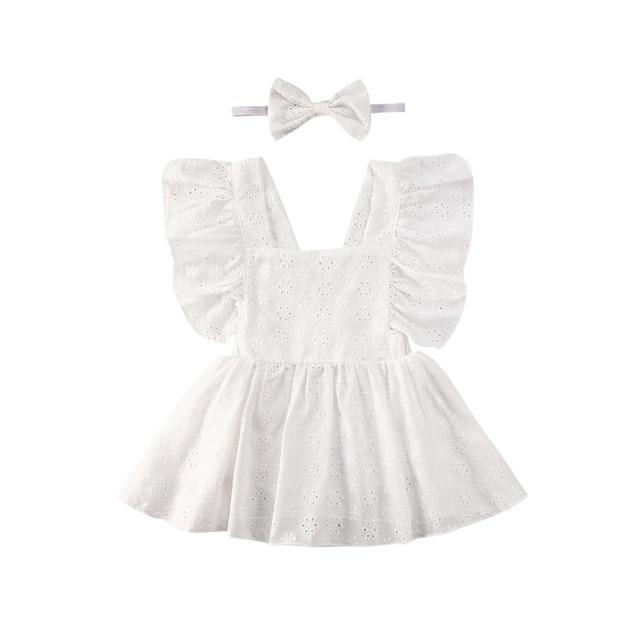 white / 24M Lace Ruffled Romper
