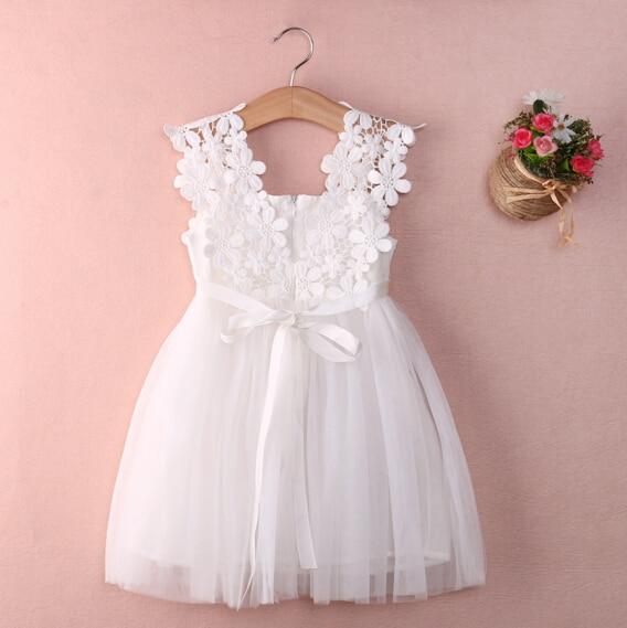 white / 6 Lace Tulle Flower Gown Fancy Dridesmaid Dress