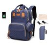 Dark Blue Large Capacity Baby USB Diaper Bag Backpack