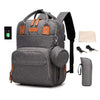 gray Large Capacity Baby USB Diaper Bag Backpack