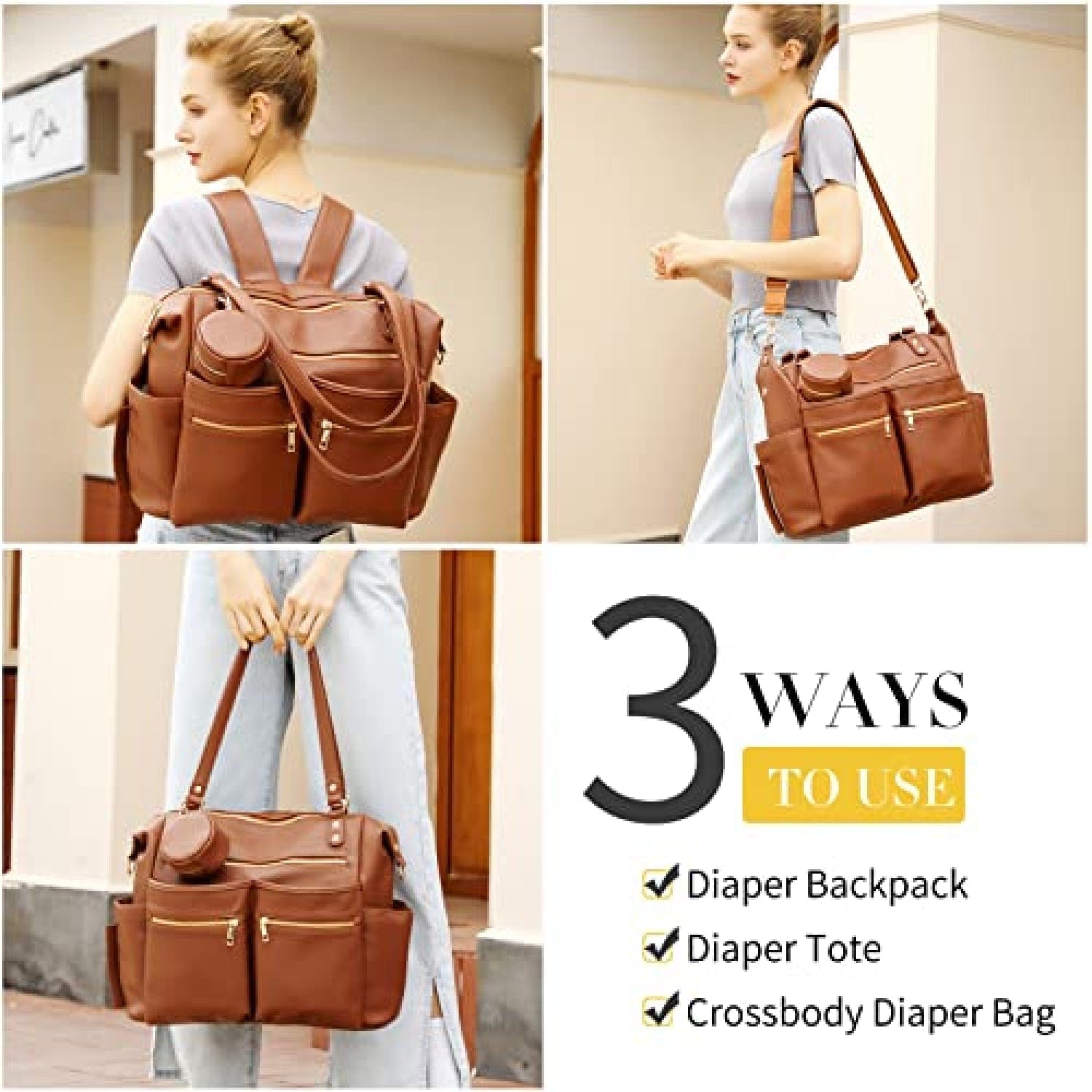 Leather Diaper Bag Tote