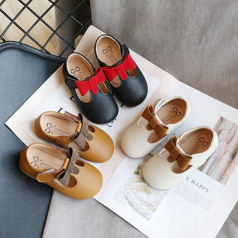 Accessories Leather Shoes T-strap With Bow-knot Shoes