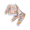 Leaves and Flower Printed Pattern Pullover and Pants