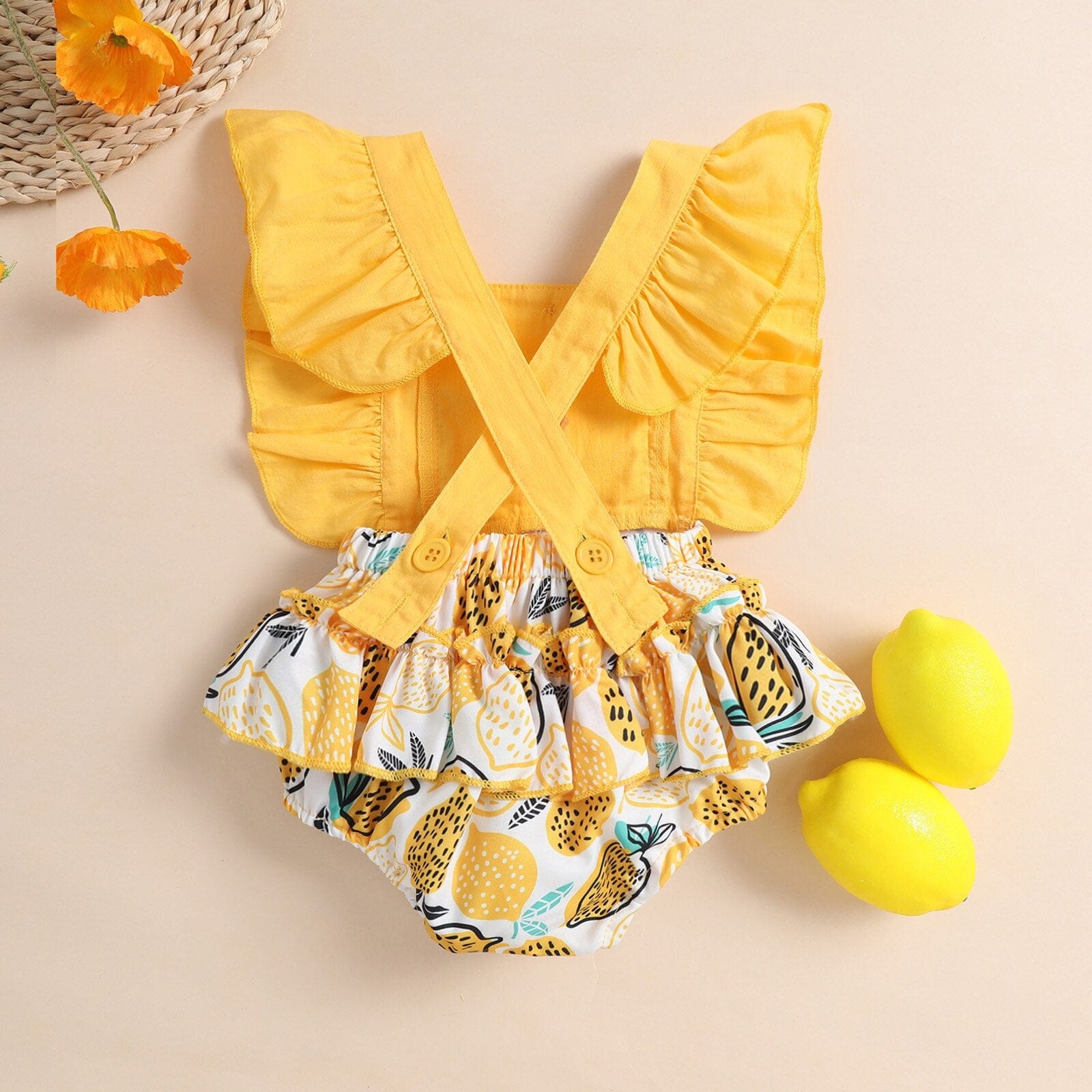 Lemon Print Baby Romper
