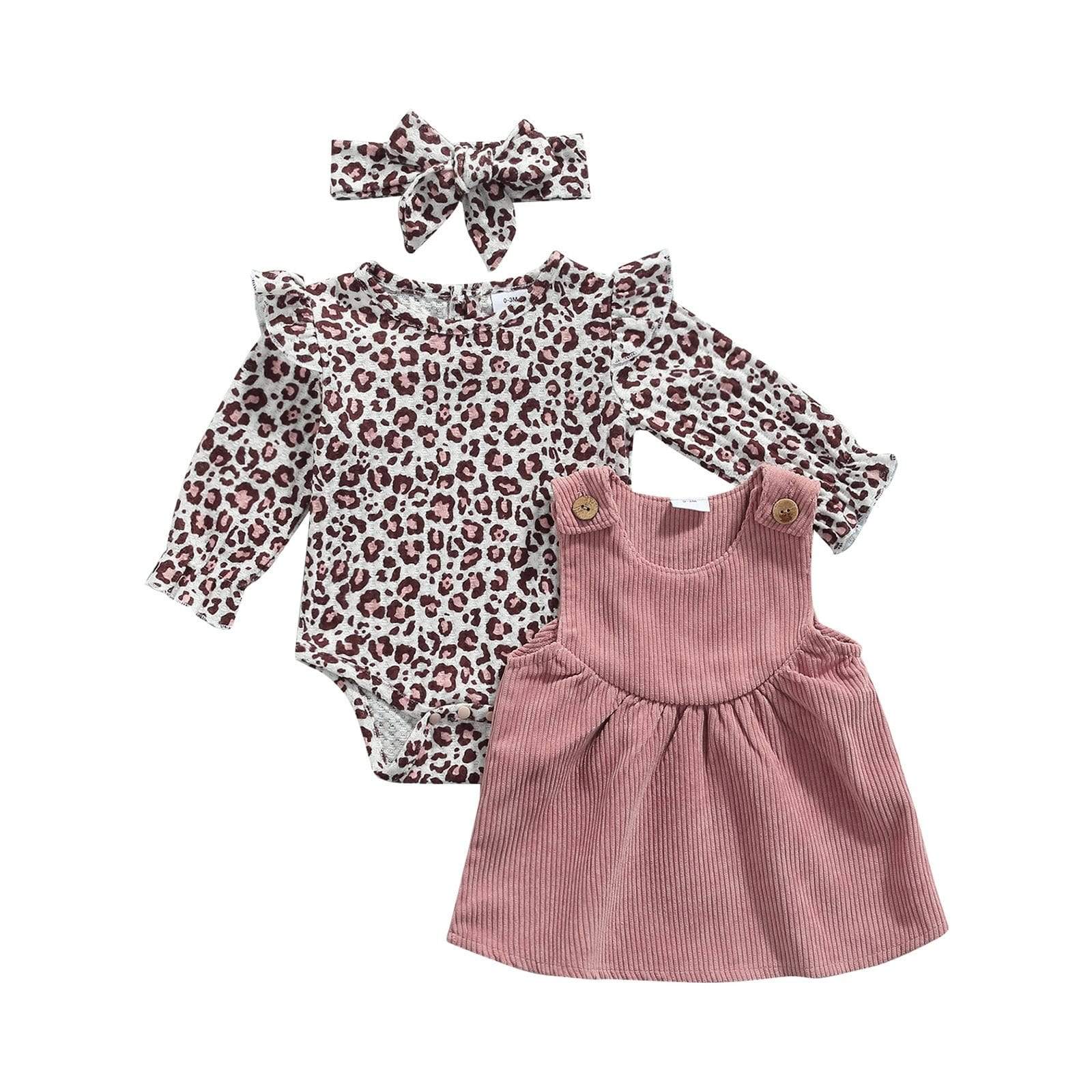 Momorii Trendy Baby Girls Outfit, Leopard / 18M