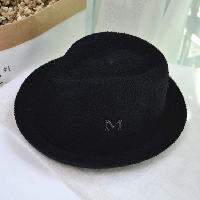 Boy's Clothing Black Letter M Straw Cap