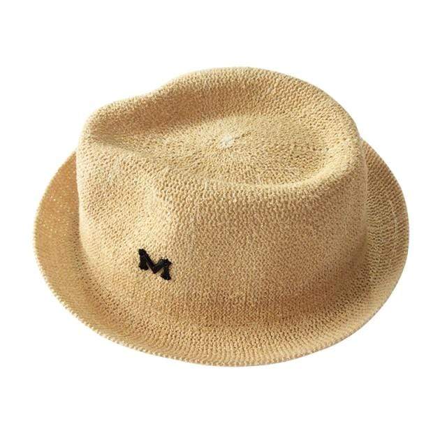 Boy's Clothing Beige Letter M Straw Cap