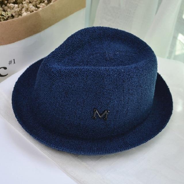 Boy's Clothing Navy Blue Letter M Straw Cap