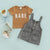 Girl's Clothing 5T Letter Printed Short Sleeve T-shirt+Sleeveless Suspender