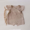 khaki / 0 to 6m Linen Cotton Baby Romper