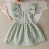Green / 130cm / China linen princess dress girl