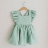 Girl&#39;s Clothing green / 5-6Y Linen Ruffle Sleeve Kids Dresses