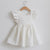 Girl's Clothing white / 4-5Y Linen Ruffle Sleeve Kids Dresses