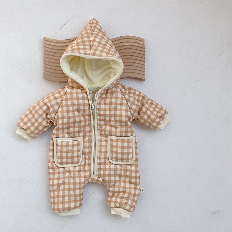 yellow plaid / 3-6 M / China Lining Boys Rompers Thicken