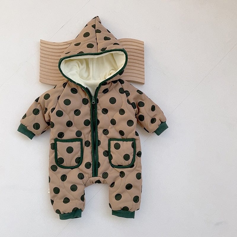 coffee dot / 3-6 M / China Lining Boys Rompers Thicken