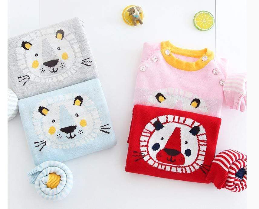 Boy's Clothing Lion Design Sweater and Track Pants Set