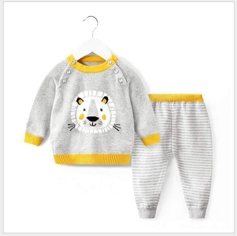 Boy's Clothing Lion Design Sweater and Track Pants Set