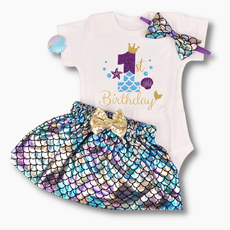 Little Mermaid 1st birthday Outfit, B / 3-6M Little Mermaid 1st birthday Outfit, B / 3-6M