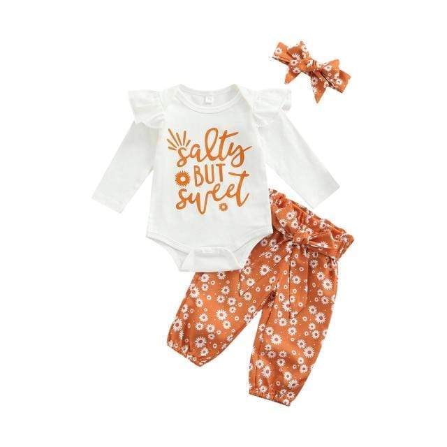 B / 18M Long Fly Sleeve Romper Flower Print Trousers