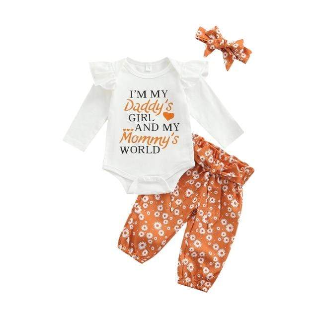 C / 6M Long Fly Sleeve Romper Flower Print Trousers