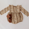 Girl&#39;s Clothing Brown Floral / 18M Long Sleeve Baby Floral Romper