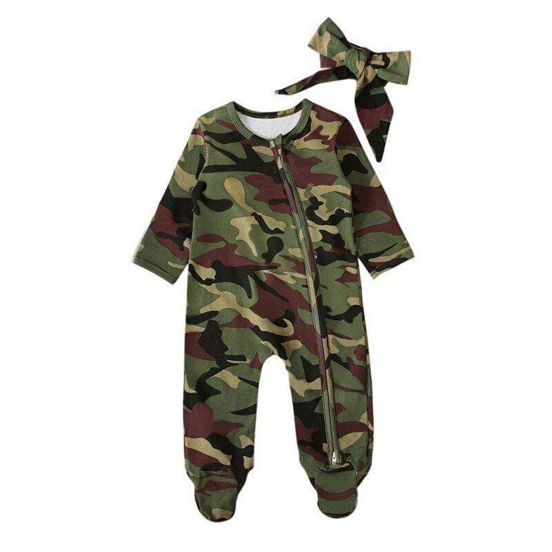 Long Sleeve Camouflage One-piece Romper