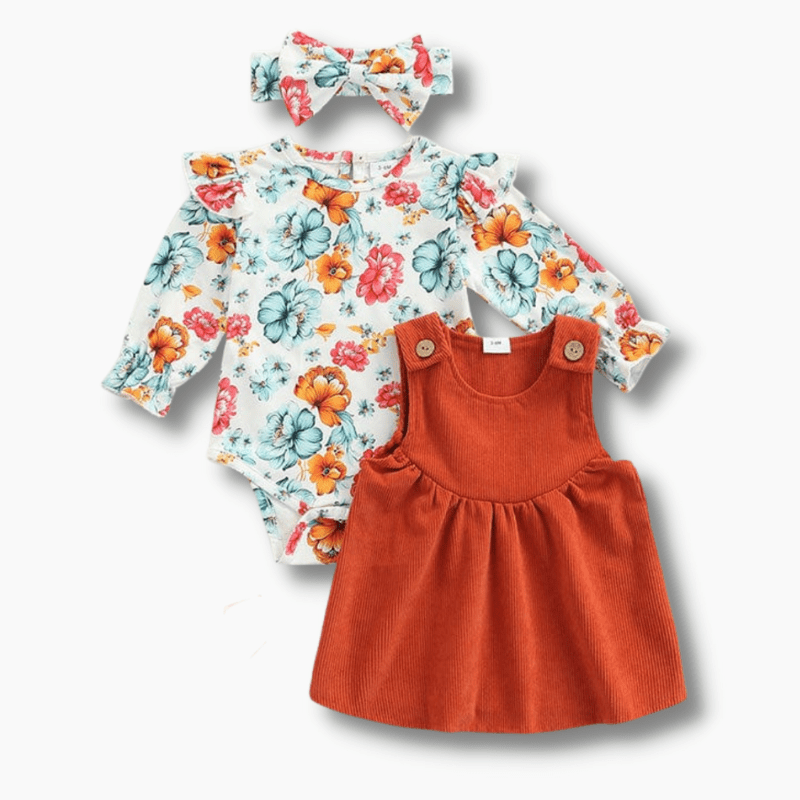 Baby & Toddler Long sleeve Floral Corduroy Dress Outfit