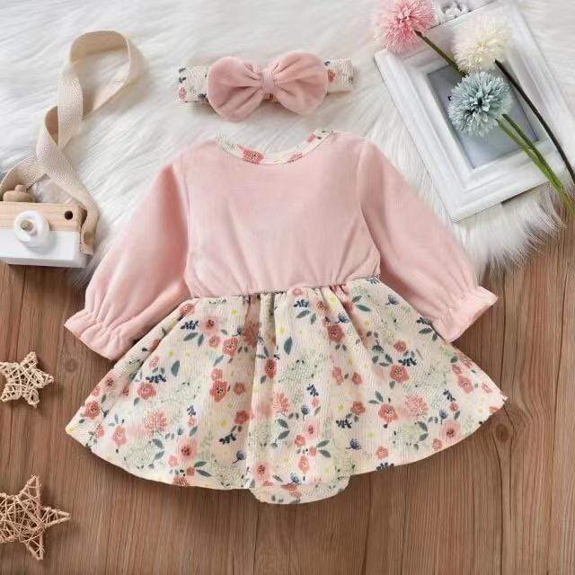 Long Sleeve Floral Dress Romper