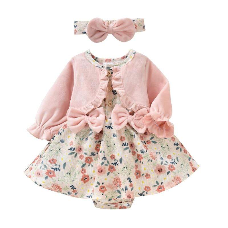 Long Sleeve Floral Printed Patchwork Dress Style Playsuit