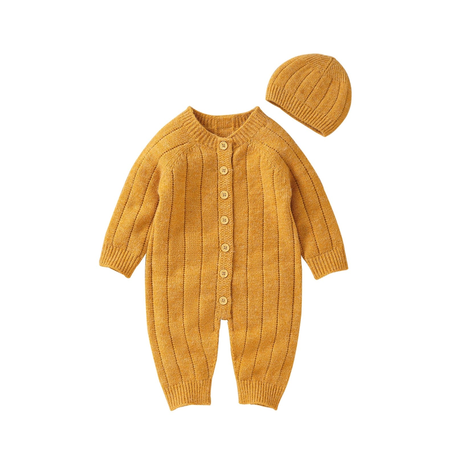 I / 0-3M Long Sleeve Jumpsuit + Hat