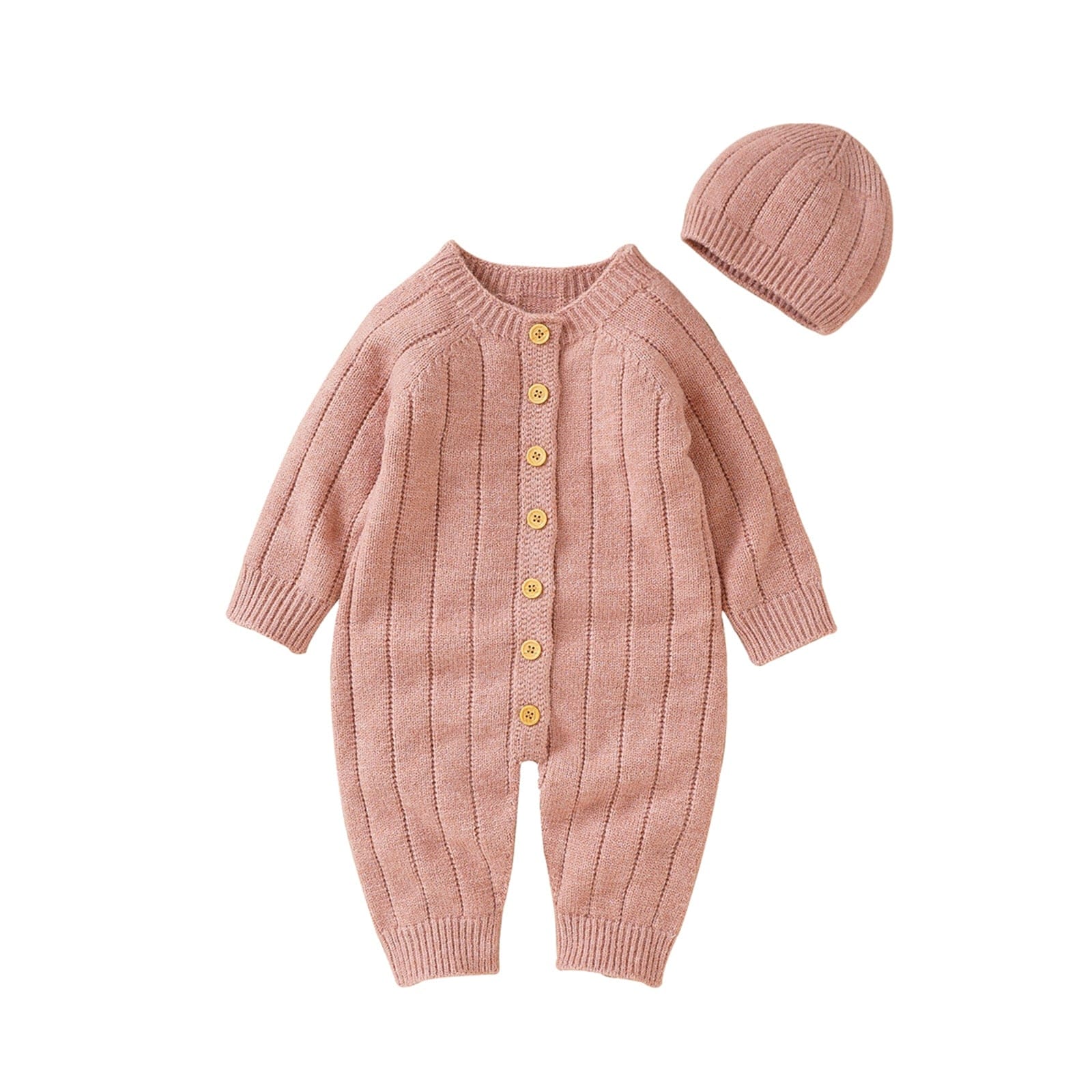 F / 0-3M Long Sleeve Jumpsuit + Hat