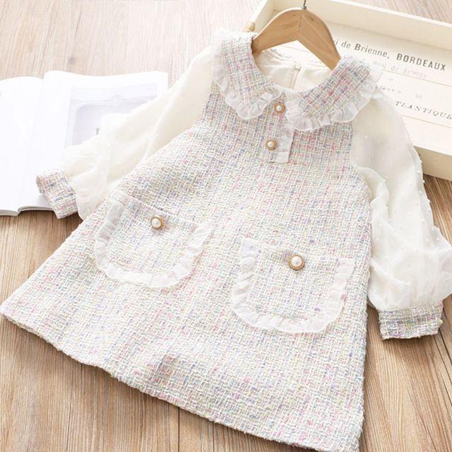 Long Sleeve Lace Dress, Beige / 3T Long Sleeve Lace Dress, Beige / 3T