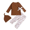 Brown / 6M Long Sleeve Lace up Pullover Top+Printed
