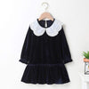 Blue / 3-4T 110 / China Long Sleeve Peter Pan Collar Dress
