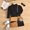 Long Sleeve Pullover Tops Patchwork Skirts