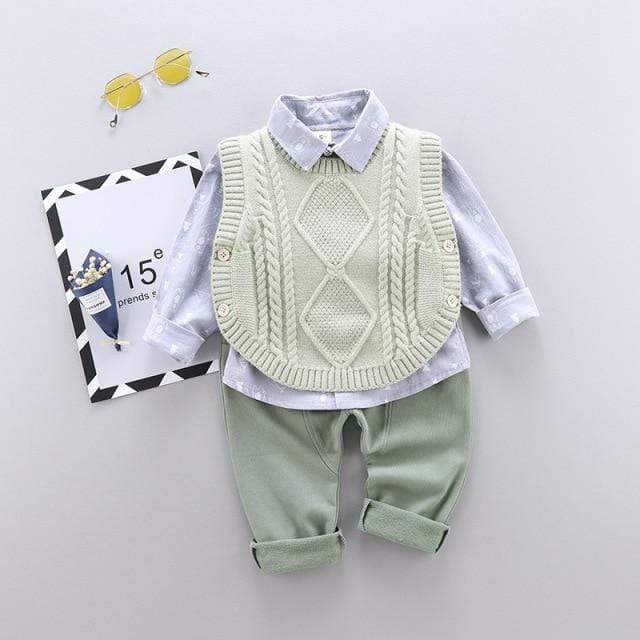 Boy's Clothing Light Green / 24M Long-sleeve Shirt Sweater Vest Trouser