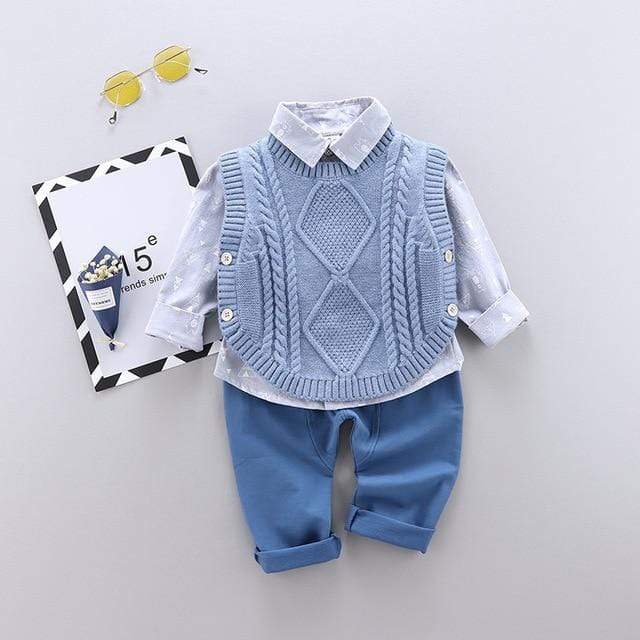 Boy's Clothing Blue / 12M Long-sleeve Shirt Sweater Vest Trouser