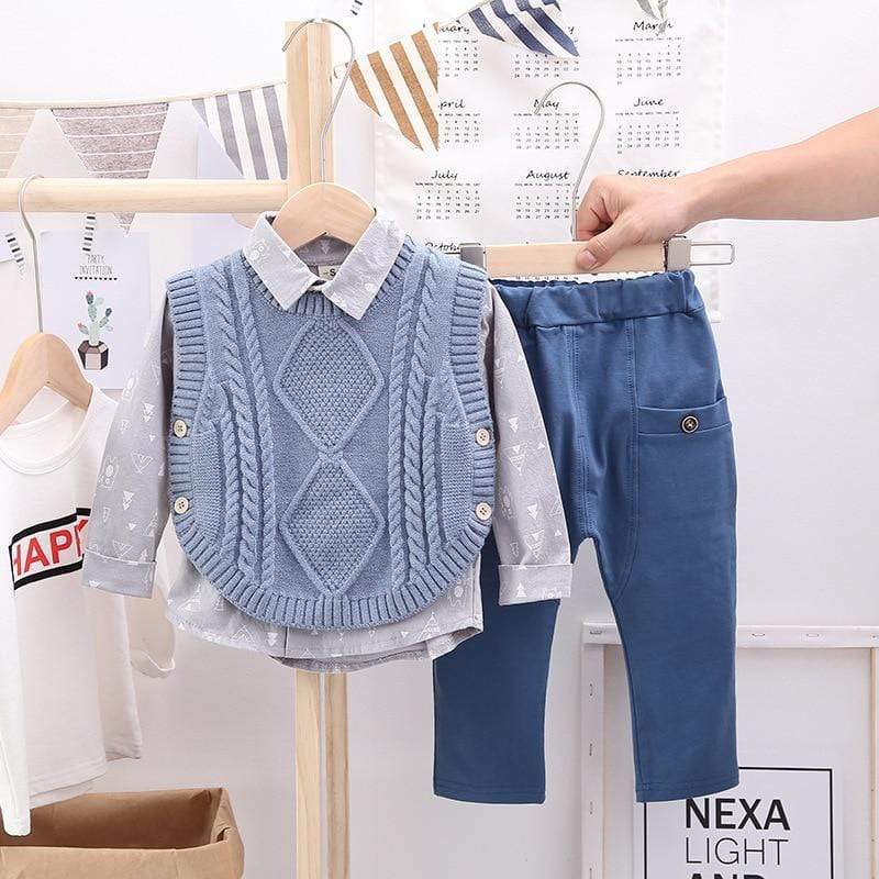 Boy's Clothing Long-sleeve Shirt Sweater Vest Trouser